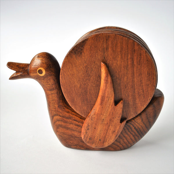 Hand-carved DUCK coaster set