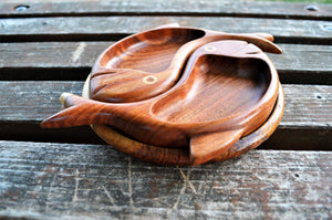 Hand-carved 2 fish platter, snack plate, jewelry plate