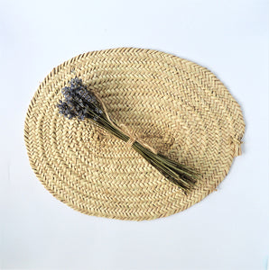 Woven palm wicker placemat, centerpiece mat, hot pot pad (2 pieces)