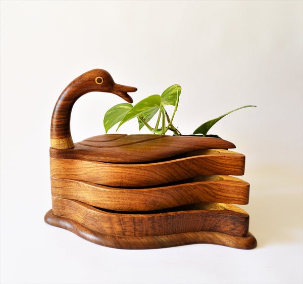 Hand-carved Swan Tray & Decor