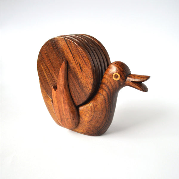 Hand-carved DUCK coaster set