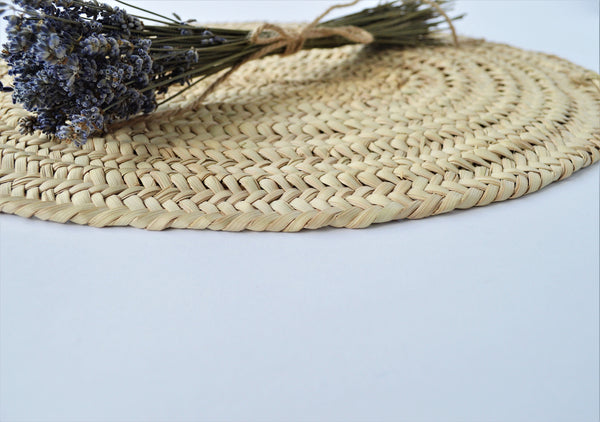 Woven palm wicker placemat, centerpiece mat, hot pot pad (2 pieces)