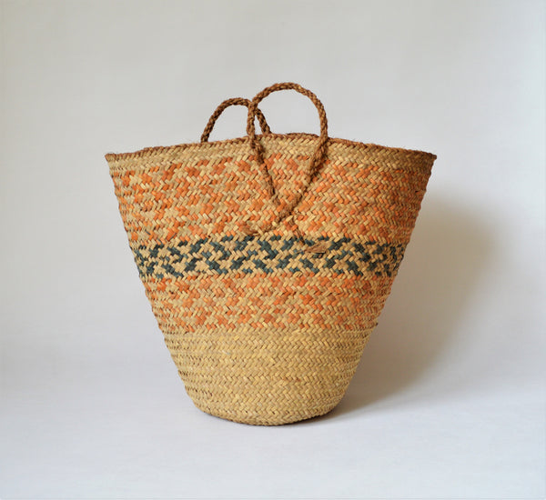 Vintage basket for rustic decor orange color