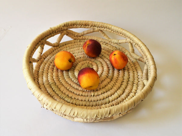 Round bread tray from palm wicker