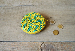 Straw purse, Green and yellow