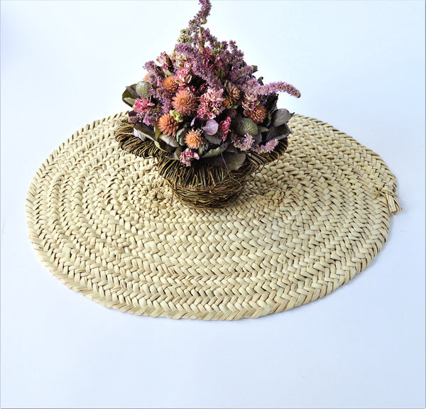 Woven palm wicker placemat, centerpiece mat, hot pot pad (2 pieces)