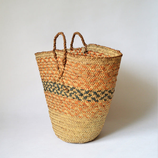 Vintage basket for rustic decor orange color