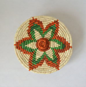 Nubian lidded bowl green and orange star