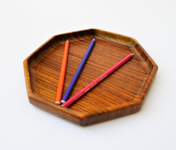 Octagon Wooden key and wallet tray