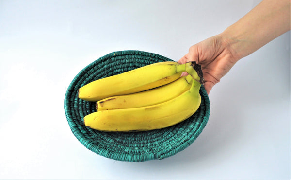 Green coil palm leaf platter, Fruit plate