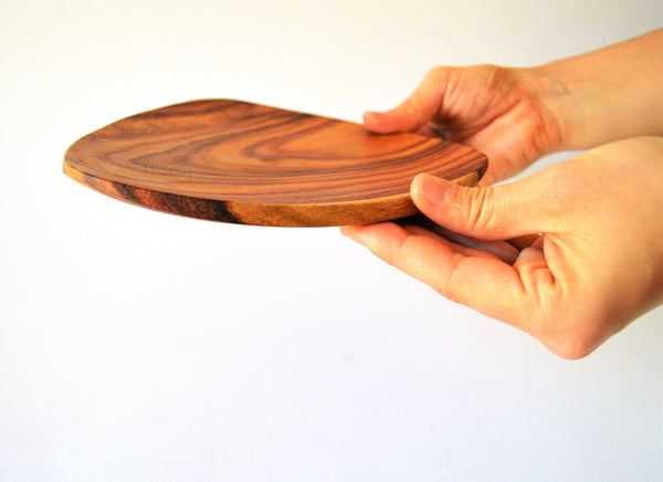 Triangle hand-turned wooden plate