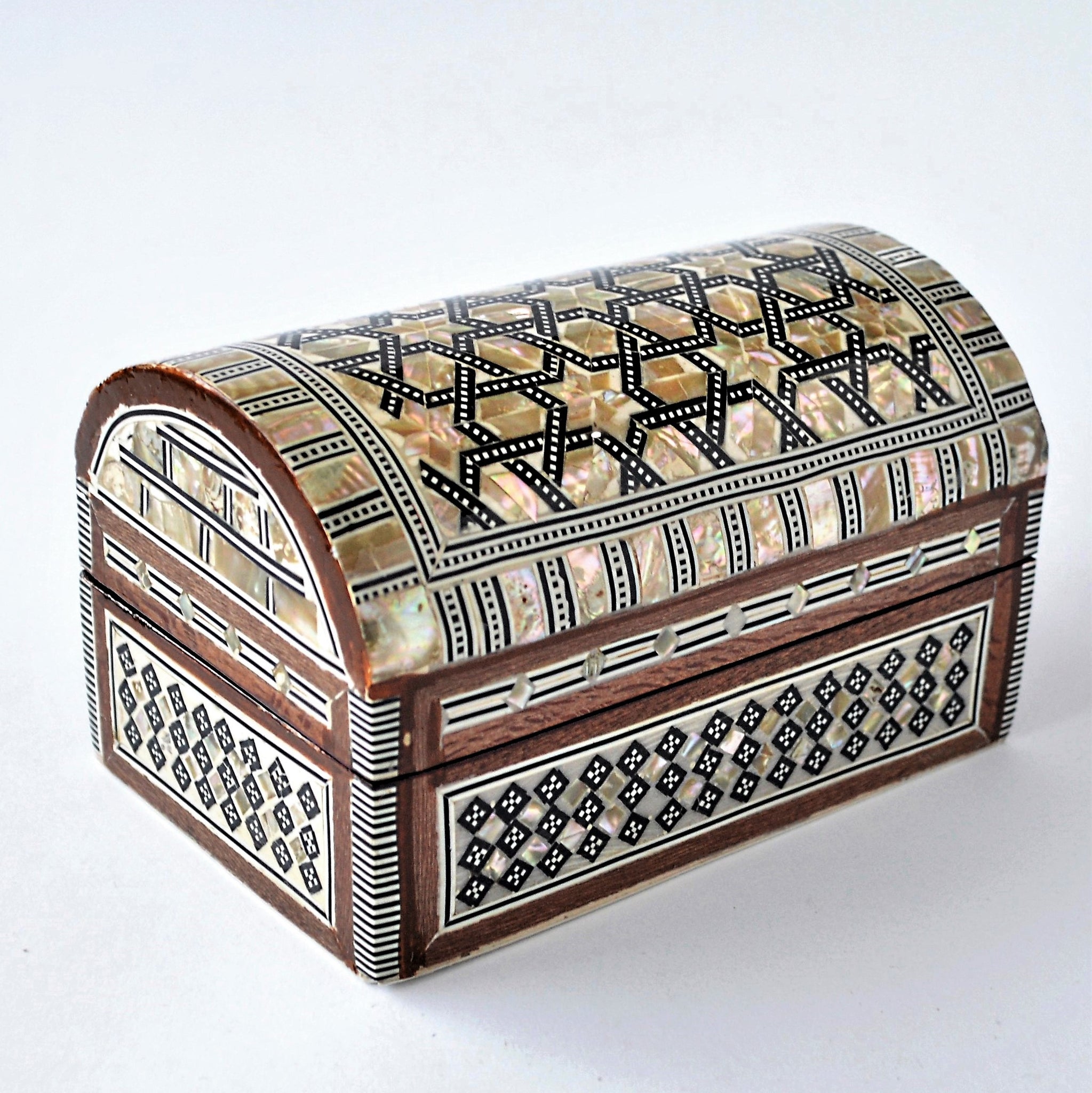 Inlaid mother of pearl jewelry wooden box