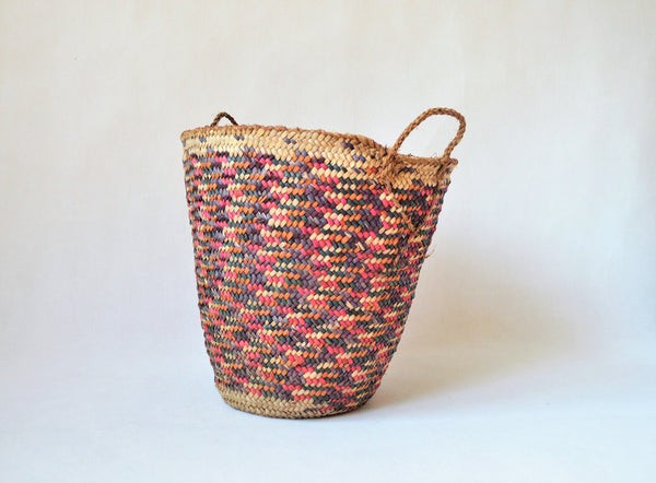 Vintage beach bag, Colorful straw bag