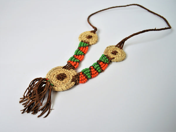 African necklace, Leather necklace, Tribal Egyptian jewelry
