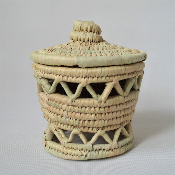 Traditional woven canister, Moroccan baskets