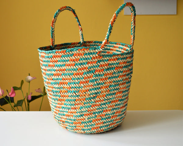 Happy palm leaves colorful basket bag