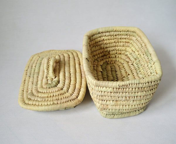 Woven Moroccan basket, Wicker straw box
