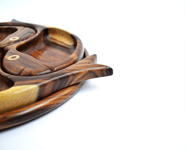 3 fish wooden decor plate, nuts tray, catchall