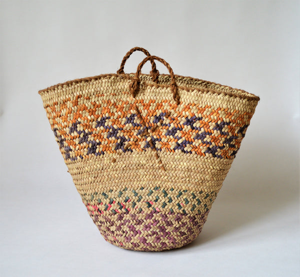 Vintage woven basket, decor basket, Orange