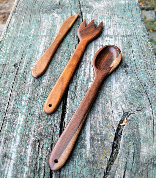 Wooden kitchen set (spoon fork and butter knife)
