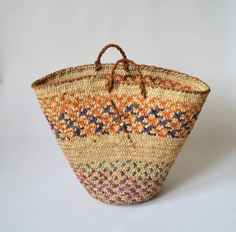 Vintage woven basket, decor basket, Orange