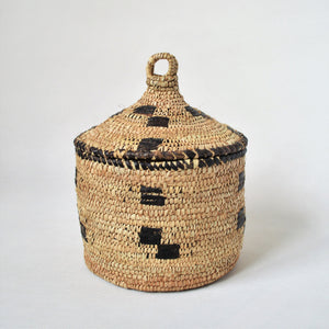 Unique Hand woven straw and leather basket