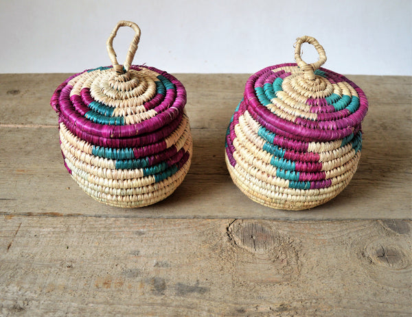Jewelry straw box, Sustainable decor (Big, colored)