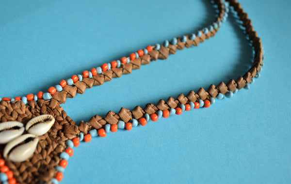 African leather necklaces, Ethnic Egyptian jewelry, Gypsy seashell necklace