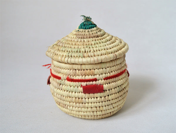 Woven African basket with a fitted lid