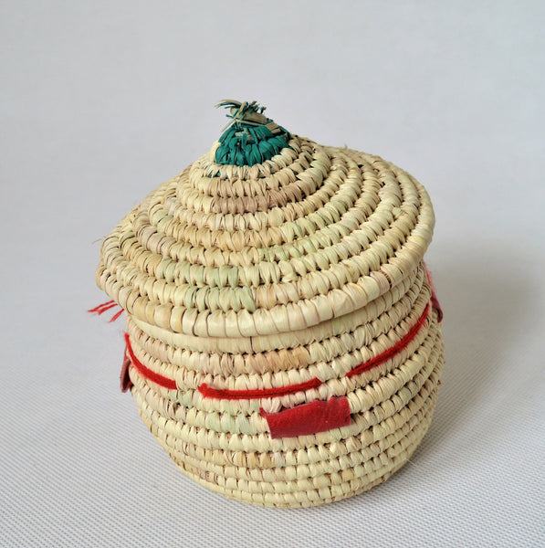 Woven African basket with a fitted lid