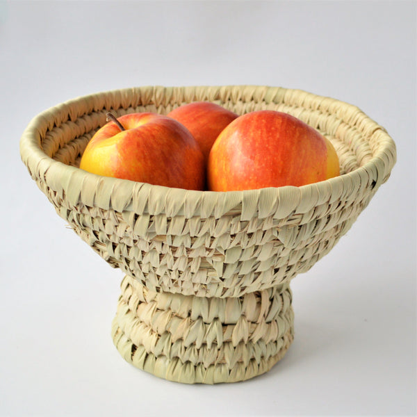 Egypt fruit basket, palm leaf straw bowl, Table centerpiece, Retro tableware