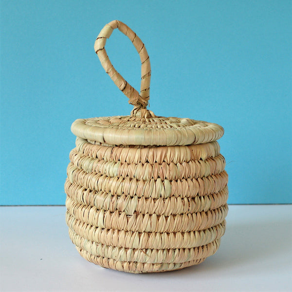 Palm leaves box, Vintage jewelry basket, Toiletry