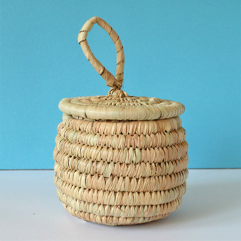 Palm leaves box, Vintage jewelry basket, Toiletry