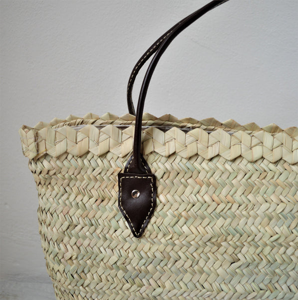 French basket with leather handles