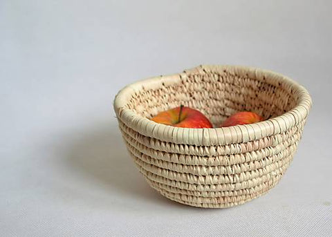 Natural woven bowl for fruits and bread