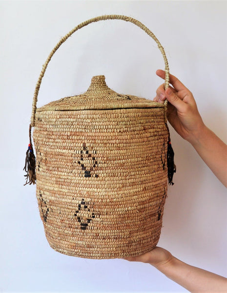 Rustic woven basket, Tribal Berber Basket