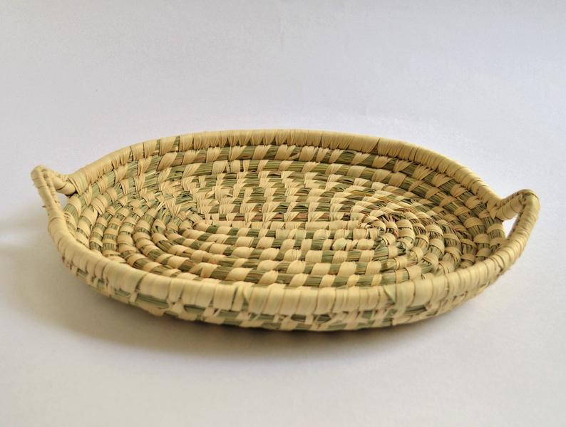 Oval woven platter from Fayoum