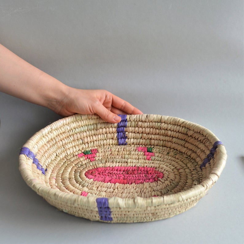 Wide oval  Handwoven palm leaves platter