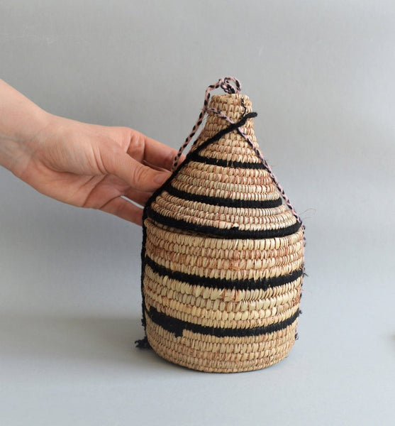 Woven African canister with lid