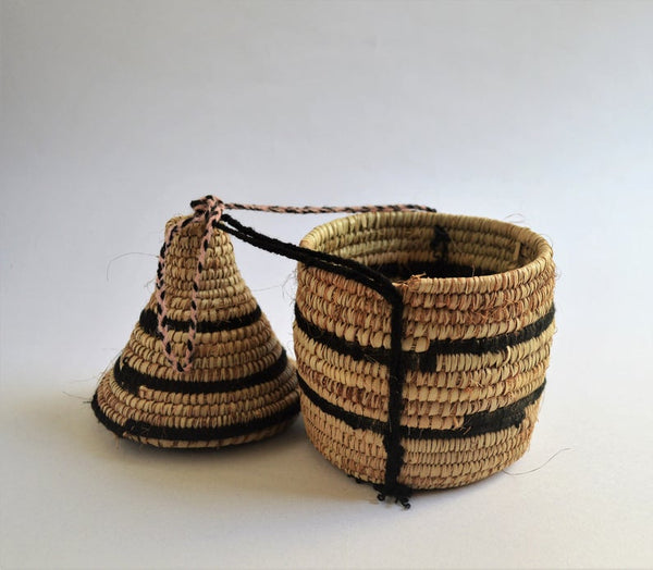 Woven African canister with lid