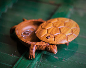Hand carved jewelry box, Turtle shape